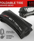 700x35c Foldable Tire Set 37-622 For City Commuter And Hybrid Bikes With 60 TPI Nylon Anti-Puncture Protection and storage bag