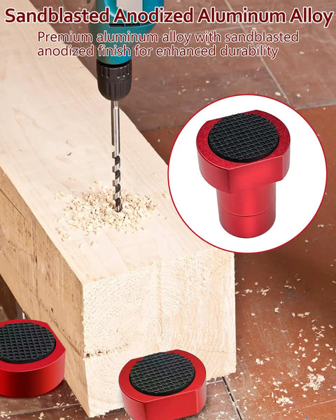 12 Pack Three Quarter Inch Bench Dogs With Non Slip Pads For Woodworking And MFT Tables shown clamping wood on a workbench.