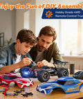 Father and son assembling One Sixteenth Brushless Remote Control Car For Adults 64 KMH Off Road 4X4 All Terrain RC Monster Truck