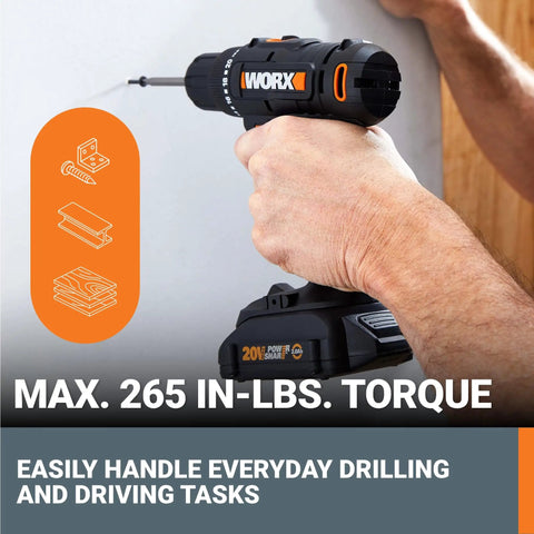 Using 20V Cordless Drill Driver With 84 Piece Accessory Kit for home DIY projects with 265 in lbs torque