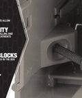 Beefy 5 Gang Multi Mount Device Box With Depth Adjustable For Horizontal And Vertical Installations, Heavy Duty 42lb Gray, Removable Nail Tabs For Metal Stud Mounting, Top Blocks For Secure Vertical Placement, Interior Mounting Blocks. Gray device box interior with depth-adjustable screw and mounting block
