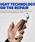 MOOG sway bar link kit with white end caps and black center rod, handheld view