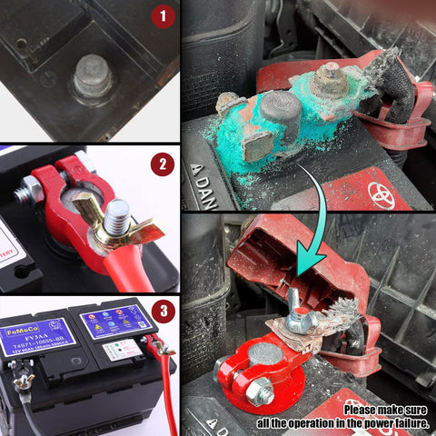 Color Coded Battery Terminal Clamps With Quick Release Connectors And Anti Corrosion Felt Washers For RVs Cars Trucks Boats Caravans Durable Lead Construction For Strong Conductivity And Voltage Drop Includes Nuts And Screws For Easy Mounting 1 Pair installed on car battery