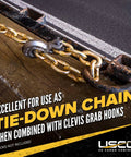 Heavy Duty Grade 70 Transport Chain 550 Foot Bulk Drum Beast Mode 5/8 Inch Steel Links for securing loads with clevis grab hooks.