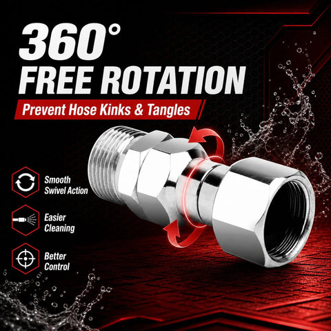 Pro Grade M22 14mm Pressure Washer Swivel Fittings 2 Pack Universal Hose And Gun Connection 304 Stainless Steel Heavy Duty Industrial Strength 5000 PSI Cold Forged Salt Spray Tested, 360° swivel