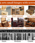 Image showing 14 sets of small hinges with screws for gift box, cupboard, dollhouse, jewelry box, and organizer.