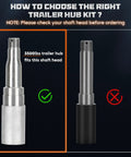 Youxmoto trailer hub kit: left silver 5x4.5 hub head for 3500 lb trailer; set of 2 shown, right longer incompatible shaft