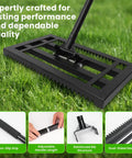 17 By 10 Inch Heavy Duty Lawn Leveling Rake With Sectional Adjustable Handle showing non-slip grip and dual-sided design