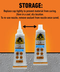 Waterproof Silicone Caulk And Sealant Clear 2.8oz Tube For DIY Home Projects Indoors Or Outdoors Quick Set Seal That Tackles Kitchen Window Bath Door And Marine Jobs Without The Hassle, showing storage instructions and product tube design.