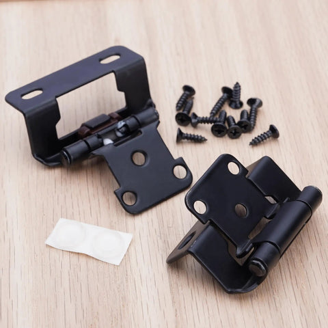Half Inch Overlay Black Cabinet Hinges for Face Frame Cabinets Self Closing Semi Concealed with Screws and Quiet Bumpers