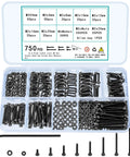 750 Piece M2 Metric Screw Assortment Kit Featuring Hex Socket Head Cap Bolts And Matching Nuts Crafted From Tough As Nails 12.9 Grade Carbon Steel With Included Washers For Weekend Warrior arranged in organizer.