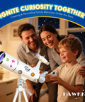 Family enjoying Beginner Friendly 80mm Refractor Telescope Kit for Adults and Kids with 500mm Focal Length at home