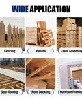 Wide application uses of Sixteen Gauge Seven Sixteenth Inch Medium Crown Construction Stapler for various construction tasks.