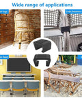 Collage showing 8Pcs Outdoor Patio Furniture Clips for sofas, sectionals, and chairs in various uses, including rattan wicker.