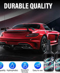 Red sports car beside bottles of windshield crack repair liquid, highlighting the Two Piece Upgraded Windshield Crack Repair Kit for Cars and Daily Drivers, Quick Glass Fix in Minutes, Professional Chip Repair, DIY Auto Glass Repair Kit for Cracks, Chips, and Small Breaks.