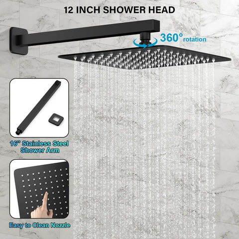 Top Shelf Matte Black Rain Shower Set With Heavy Duty Solid Brass Mixing Valve And 10 Inch Round Head For A Snappy Daily Setup In Your Modern Bathroom Space