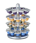 Rotating metal Nespresso pod holder with capsules, unrelated to Large Sliding Capsule Drawer For Nespresso Original Line Holds 60 Pods Black Under Cabinet Coffee Storage Organizer Non Rolling Home Office Kitchen Bar Accessory Quick Easy Pod Picks.
