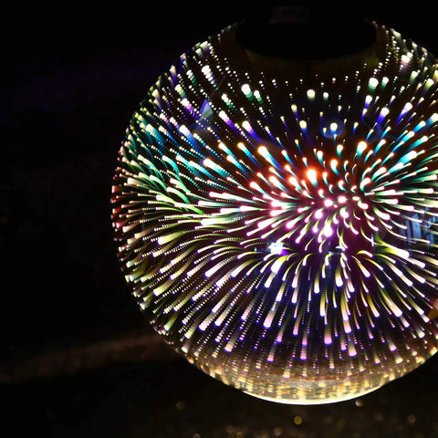 Industrial Modern 3D Colorful Glass Pendant Light 9 Point Eight Inch Eye Catching Fireworks Globe Hanging Lamp close-up view