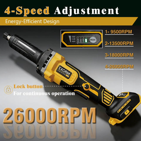Built Like A Tank Cordless Die Grinder Packs A Brushless Motor Spinning At 26000 RPMs For Knockout Power Fits Standard 20 Volt Batteries.