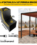 Built To Last Galvanized Steel 2 Way Pergola Brackets Kit For DIY L Shaped Woodworking Fits Standard 6x6 Lumber Actual 5.5x5.5 Outdoor Patio Gazebo Hardware Included 1 Pack diagram and outdoor installation view