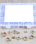 160Pcs Spring Band Hose Clamps Kit for Auto Repair, Fuel Line, Silicone Vacuum, in organizer case, 8 sizes 6mm-17mm shown