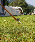 Heavy Duty Carbon Steel Tent Stakes Set With Plastic Head And Gray Remover Tool 8x200mm Screw Ground Anchors in grass