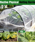 Ultra Fine Garden Mesh Netting 10x50 Ft Pest Barrier installed over raised bed protecting plants while allowing sunlight and air.