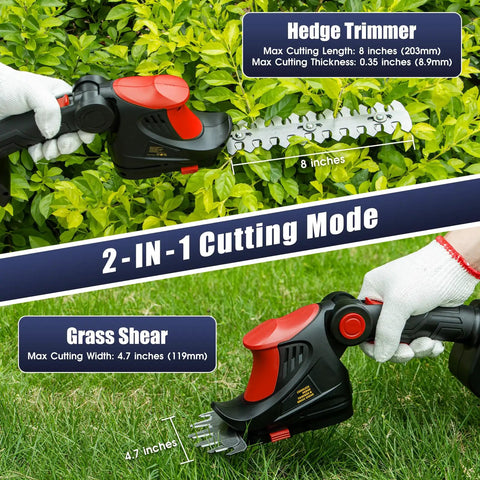 Cordless Hedge Trimmer 18V Max 1500 RPM 2-In-1 Electric Trimming Tool For Yard And Garden Great For Edges And Shaping