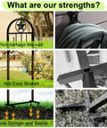 Collage showcasing Upgraded Garden Hose Holder With Four Point Stable Base Freestanding Heavy Duty Hose Reel for durability and stability.