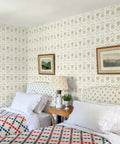 Fresh Green Floral Wallpaper Peel And Stick Self Adhesive Tulip Contact Paper Rental Friendly Home Decor in a cozy bedroom.
