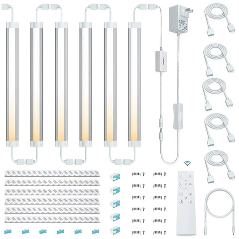 LED Under Cabinet Lighting Kit With Remote Control Dimmable And Color Temperature Adjustable From 2700K To 6500K Easy Install No Fuss