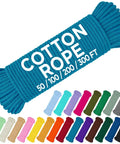 Cotton Rope 3/16 Inch 50 Ft All Purpose Braided Rope Sky Blue Quick-Drying Natural Cotton With Synthetic Core For Crafting, Camping