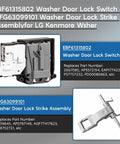 Washer Door Lock Switch Assembly Replacement For LG Front Load Washers EBF61315802 Compatible With WM3670HVA WM3670HWA WM3700HWA WM3080CW WM3770HVA Plus More, Easy Install, Durable Interlock For Safe, Efficient Wash Cycles.
