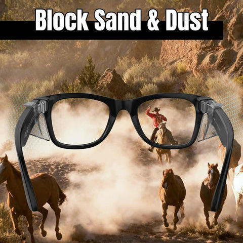 Clear Side Shield Accessory For Ray Ban Meta Wayfarer Skyler Headliner Gen 2 And Oakley Meta HSTN Smart Glasses in desert scene