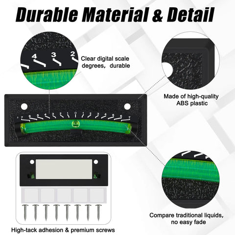 Beast Grade Rv Bubble Leveling Kit With Four Black Abs Self Adhesive Gauges Featuring High Visibility Green Fluid And No Fuss Negative Seven To Positive Seven Degree Scales For Road Ready Camper Trailer Snap Wall Setup