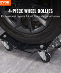 Heavy Duty Car Wheel Dollies Moving Cart With Locking Brakes Rock Solid Vehicle Hauler under a tire on gray floor.