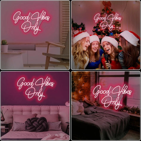 Good Vibes Only LED Neon Sign Light Wall Art For Home Pub Club Party Christmas Decor over couches and party setting