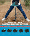 Person using Cordless Post Hole Digger For 18V Battery Systems, Electric Earth Auger Drill in garden, batteries not included