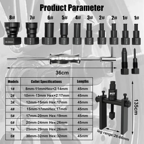 14 Piece Blind Hole Bearing Puller Kit With Internal Bearing Extractor And Slide Hammer Expandable Collets Carry Case