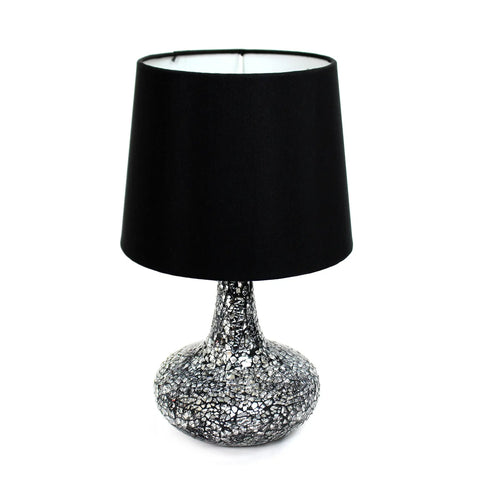 Purple Mosaic Glass Table Lamp With Matching Fabric Shade Genie Style Contemporary Accent Light For Living Room Or Bedroom Foyer Or Office