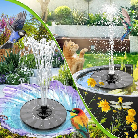 Solar Powered Bird Bath Fountain Upgrade 2026 For Garden Pond Pool And Patio, Includes 4 Fixed Rods And 7 Nozzles