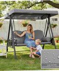 Woman and child on swing with Red 75 By 47 Inch Heavy Duty Waterproof Outdoor Swing Canopy Cover with Side Grommets 210D Oxford Fabric Replacement
