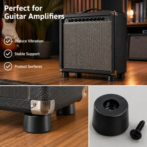 Heavy-Duty Rubber Isolation Feet Four Pack With Steel Inserts-Badass Anti-Vibration Dampening Pads for guitar amplifier support.