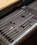 20-Piece Pneumatic Tool Set With Black Oxide Finish, Pro-Grade Precision Fit Tools displayed in foam drawer block