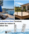 Swageless Invisible Cable Railing Kit 20 Pack No Crimp Reusable T316 Stainless Steel Fixed End Terminals on deck and terminals detail
