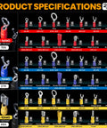 Assorted connectors from Insulated Wire Terminal Crimp Kit with 45 types and 315 pcs, suitable for AWG 22-10.