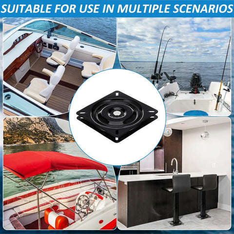 Two Pack Seven Inch Square Swivel Base Delivering A Tight Fit And Smooth Operator Spin Heavy Duty Flat Mount Bracket For Boat Seats Recliners And Bar Stools Black on a variety of settings.