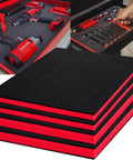 Tool Box Foam Inserts 4 Pack With Two 16x12x2 In And Two 16x12x1 In Cushioned Case Liners Tool Shadow Organizer Sheets For Hard Cases Kaizen Style Storage Foam Black With Red in use and stacked