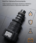 Ride Ready Straight Fuel Line Quick Connector Three Eighth Inch Nylon Hose Coupler showing durable PA12 nylon material for high temps.