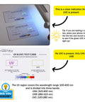 Handy 3 In 1 UV UVC Test Card Set, Reusable Double Sided Reader For Quick UVA UVC Lamp Checks, Measures Bulb And LED Intensity, Tracks UV Dosage, Ideal For DIY Lighting, Sterilization Gear And Home Lab QA. UV and UVC test cards in use